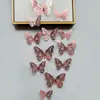 Decoración de mariposa de papel con simulación tridimensional 3D, accesorios de joyería de mariposa hueca tridimensional con textura metálica, pegatinas de pared para el hogar al por mayor