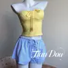 [Hierba Limón] Top de Tubo para Playa de Vacaciones Traje de Baño para Aguas Termales de Playa Bikini Conjunto de Tres Piezas Estilo Sexy Pura Pasión