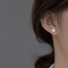 Aretes de Cuentas Cuadradas de Plata Nalan S925 Coreanos Ins Simples Nicho Commuter Elegantes Elegantes Elegantes Aretes M03129