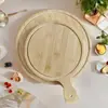 Bambú Madera Estilo Japonés Mango Bandeja para Pizza Restaurante Occidental Bambú Redondo Plato para Pizza 8 pulgadas 9 pulgadas 10 pulgadas Plato para Pizza