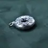 Pingente Retro de Prata Pura S999 Anel com Mantra de Seis Caracteres Pingente de Fivela de Nuvem Auspiciosa Desejosa de Paz Acessórios de Corda para Colar DIY