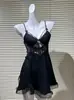 Camisola Sexy Fina Estilo Francés para Mujer, Vestido de Noche Transparente con Retazos de Verano Similar, Ropa de Casa Sedosa de Seda de Hielo Moderna