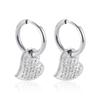 Brincos de aço titânio com design torto de nicho estilo simples japonês e coreano novos em forma de coração com micro cola de lama branca brincos de aço inoxidável com diamante