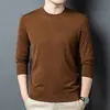 Suéter fino de lã masculino, camiseta clássica de cor sólida com gola redonda multicolorida Abastecimento de e-commerce transfronteiriço