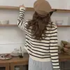 Suéter de rayas de estilo occidental Cárdigan de rayas clásico y versátil de diseño francés Abrigo corto de punto estilo Chanel