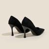 2025 Popular Novos Sapatos Femininos Primavera e Verão Salto Alto Feminino Preto Taça de Vinho com Elegante Socialite Sapatos de Camurça Super Salto