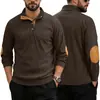 Sudadera Informal de Punto Cruzada para Hombre, Talla Europea, Cuello Henry, Pana, Bloques de Color, Manga Larga, Estilo Americano, Holgada