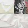 Marca de Moda de Estilo Americano Costuras Malla Deportiva Cuello en V Manga Corta Camiseta para Hombre y Mujer Verano Suelta Transpirable Diseño Sensación Top de Pareja