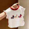 Camiseta 100% Algodão para Meninas com Mangas 3D Volumosas, Estilo Princesa Fofo, Corte Justo, Versátil Top de Manga Curta para o Verão para Usar por Cima