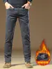 Pantalones gruesos de negocios casual de alta gama de Hong Kong para otoño/invierno 2026 para hombre, cómodos, corte recto ajustado, versátiles, con forro polar
