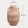 Macetas de Cerámica Estilo Wabi-Sabi, Adornos Decorativos Rojos Rústicos, Macetas de Cerámica Gruesa Vintage, Jarrón Cerámico Grande para Arreglo Floral en Mueble de TV de Entrada