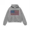 Sudadera con capucha y cremallera gruesa con estampado retro americano para estudiantes, para hombre y mujer, estilo casual y relajado, chaqueta de otoño e invierno para hombre