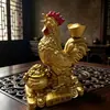 Adornos de Gallo Dorado de Latón Finamente Elaborados al por Mayor para la Riqueza, Manualidades para Decoración del Hogar, Gallo Dorado de Cobre Puro Pollo del Zodiaco Gallo Decoraciones de Cuenco del Tesoro