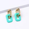Otoño e Invierno Nuevos Aretes de Costura de Cadena de Pintura Aretes Rectangulares de 12 Colores Personalizados Aretes Simples Accesorios para las Orejas Mujer