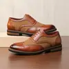 Zapatos de Vestir de Cuero para Hombre Estilo Británico Brogue Tallado Empalme Cuero Genuino Formal Transpirable Casual Boda Zapatos para Novio