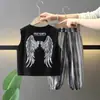 X098 Conjunto de Ropa de Verano para Niños Nuevo Elegante Fresco Chaleco para Niños Pantalones Anti-Mosquitos Conjunto de Dos Piezas Ropa de Verano para Bebé