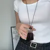 Otoño e Invierno Marrón Maillard Collar Desgastado con Borla Diseño Largo de Nicho Cadena para Suéter Accesorios Simples y Versátiles