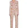 Iamgia*G conjunto de chaqueta corta con capucha de estampado de letras regular en hombros, estampado de leopardo, corte ajustado, elástico, con cremallera, y pantalón largo