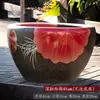 Aquário de cerâmica pintado à mão com lótus de Jingdezhen para uso doméstico, pequeno aquário de mesa, vaso de nenúfar, aquário de tartaruga