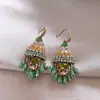 Pendientes de Borla de Cristal Verde para Mujer Estilo Étnico Diseño de Nicho Sentido Retro Ganchos para Oreja Elegantes Lujo Ligero Sensación de Gama Alta Joyería para Oreja