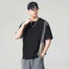 Camiseta de manga corta minimalista estilo americano con bloques de color para hombre, nuevo modelo verano 2026, fresca y transpirable, top casual holgado para hombre