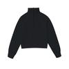 Moletom Feminino Melard Espesso com Forro de Fleece para Outono e Inverno, Manga Longa, Comprimento Curto, Gola Alta, Meia-Zipper, Blusa Esportiva