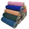 Novo Lenço de Cabeça de Chiffon com Pérolas e Strass para Mulheres, Lenço Longo com Corrente para Sorteio, Lenço Longo, Xale YS010
