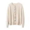 Cárdigan de punto 100% cachemira pura, cálido, cuello redondo, de un solo botón, elegante cárdigan nuevo y estiloso para mujer de otoño e invierno