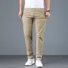 2026 Pantalones Casuales Nuevos para Hombre, Estilo Delgado de Verano, Versátiles, Elásticos, Algodón Puro, Marca de Moda, Corte Ajustado, Pierna Recta, Pantalones Largos Juveniles para Hombre