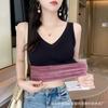 Chaleco Térmico de Encaje con Cuello en V Grueso y Forrado de Felpa para Mujer, para Usar Exteriormente o como Top Interior con Almohadilla en el Pecho, Ropa Interior Térmica Cómoda