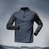 Nova Camiseta Esportiva Masculina de Comércio Exterior com Meio Zíper, Manga Longa, Secagem Rápida, Proteção Solar, para Atividades ao Ar Livre e Fitness