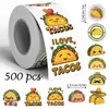 500 Adesivos/Rolo Formato Especial Burrito Tacos do Novo México Adesivos em Rolo Graffiti 1 polegada Presente Criativo Sacola de Presente Adesivos de Vedação para Assados