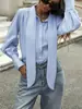 Camisa Ligera Azul Claro Estilo Coreano Ins con Cuello Cuadrado, Botonadura Simple, Mangas de Linterna, Corte Holgado, Adelgazante, Elegante, Versátil