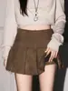Falda Plisada de Gamuza Estilo Melard para Mujer, Nueva Falda Corta Versátil Simple para Otoño e Invierno, Ideal para Figuras Pequeñas