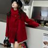 Roupa Externa Feminina 2025 Inverno Nova Roupa Externa de Lã Estilo Coreano para Crianças Roupa Externa de Lã de Comprimento Médio para Crianças Grandes