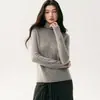 2026 Novo Modelo 100% Caxemira Pura Suéter de Tricô Feminino Gola Alta Estilo Coreano Caimento Solto Suéter Sem Costura