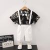 Camisa de Manga Corta para Niño Verano Estilo Hong Kong Infantil Duffy Guapo Camisa de Flores Vacaciones en la Playa Traje Casual Suministro Transfronterizo