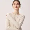 Suéter 100% cashmere puro para mulheres, gola redonda, acabamento canelado, cor sólida, versátil, estilo outono/inverno, peça de base tricotada