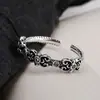 J1462 Novo Design Estilo Chinês Anel de Dedo com Padrão Prata de Lei S925 Feminino Ajustável Retrô Prata Tailandesa Anel de Dedo Comida