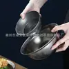 Tigela Externa Qingfang de Aço Inoxidável Industrial Retrô Prata Fosca Utensílios de Camping Tigela de Arroz para Camping Loja de Celebridades da Internet Adereços para Fotografia