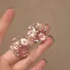 Pendientes de Flor de Color Gelatina Dulce, Pendientes Versátiles Elegantes Estilo Bosque, Diseño Nicho Estilo Ins, Pendientes de Gama Alta para Mujer