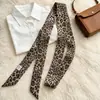 Bufanda Larga de Seda con Rayas Estampado de Leopardo para Mujer Bufanda Versátil para Cuello Pañuelo para la Cabeza Cinta Bufanda de Seda Moda Bufanda de Tacto de Alta Gama Chal Decoración