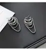 Pendientes Colgantes de Cadena Multicapa con Circonita Aguja Plateada Moda Temperamento Pendientes de Botón Minimalistas Nicho Lujo Ligero Pendientes Versátiles para Mujer