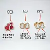 Pendientes de Calabaza Pequeña Qilin Versión Alta para Mujer Lujo Ligero Sensación de Alta Gama Chapado en Oro Rosa 18K Ágata Roja Pendiente de Diamante Completo Joyería ins