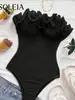 2025 Nuevo Body de Mujer con Volantes Adelgazante sin Mangas Ajustado Capa Base Moda Versátil Top Sexy