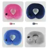 Almohada de cuello con boquilla de aire de presión cuidadosamente seleccionada, funda de terciopelo de cristal, núcleo de almohada de PVC, almohada para viajes al aire libre, almohada inflable, almohada en forma de U