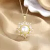 Colar de Pérolas Europeu e Americano Transfronteiriço para Mulheres, Elegante Pingente de Floco de Neve Microincrustado para Banquete, Perfeitamente Redondo, Estilo Imperatriz Viúva, Joia de Luxo Leve