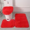 Set de Baño de Tres Piezas de Lana de Seda Felpudo Antideslizante para Baño Alfombra Aislante de Pelo Largo Combinación de Felpudos Transfronterizo