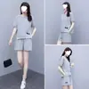 Ropa deportiva talla grande 100 kg para mujeres con curvas, conjunto casual de verano, moda coreana, shorts holgados de moda, conjunto de dos piezas para correr para mujeres