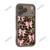 Capa de Celular Popular Estampa de Leopardo Laço Rosa Maçã 17 Nova Capa de Celular iPhone 16 Espessa Anti-Queda Capa de Celular de Silicone